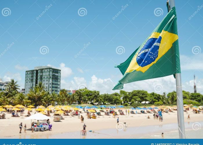 Tambau beach Brazilian Flag on a Touristic Beach Stock Image - Image of place ... photo