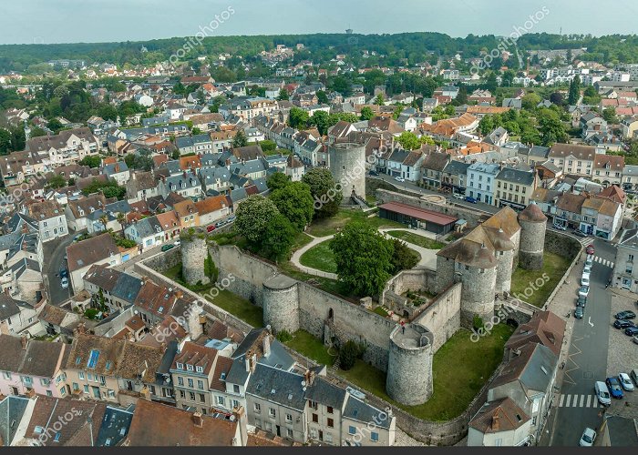 Chateau De Dourdan Aerial View Dourdan Castle Built Square Pattern Towers Three ... photo