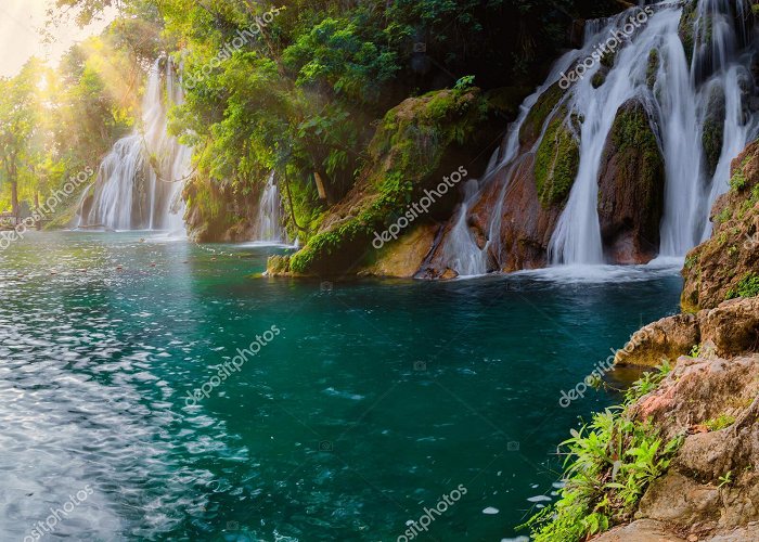 Tamul Waterfalls Beautiful View Waterfalls Tamasopo San Luis Potosi Mexico Sunset ... photo